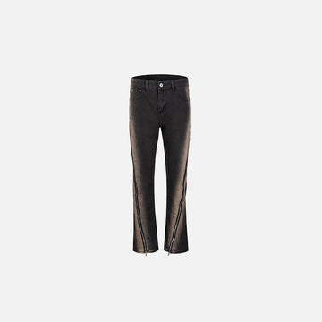 Zipper Faded Flared Women's Jeans