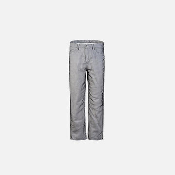 Reflective Gray Straight-Leg Jeans