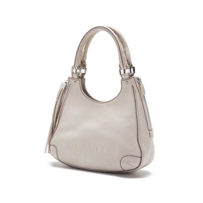 CHANEL LEADER LOGO MARKING HANDBACK WITH FRINGE Ivory (Silver G) Shoulder Bag Mini shoulder bag  bag Ladies bag Hybrid ?French?? Ship? Ladies online
