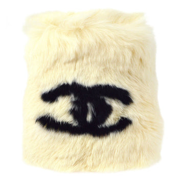 CHANEL 2001 Rabbit Fur Bangle White
