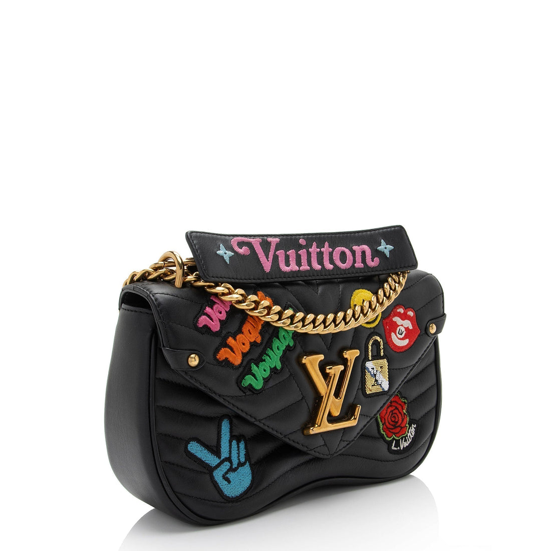 Louis Vuitton Limited Edition Calfskin Patches New Wave Chain MM Shoulder Bag