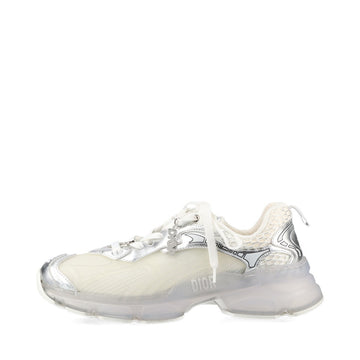 Christian Dior DIOR VIBE Leather  Laver Trainers 39.5  Silver × White Mesh Logo Charm