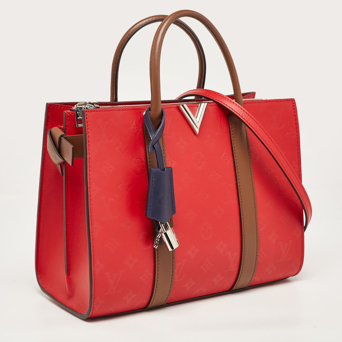 Louis Vuitton Rubis/noisette Monogram Plume Leather Very Mm Tote