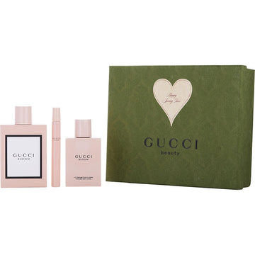Gucci Bloom By Gucci Eau De Parfum Spray 3.3 Oz & Body Lotion 3.4 Oz & Eau De Parfum Spray 0.34 Oz Mini Women