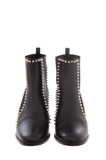 Christian Louboutin Black Outline Spike Leather Booties SZ 37