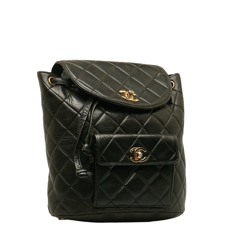 CHANEL Vintage Backpack in Lambskin Leather Black Quilted