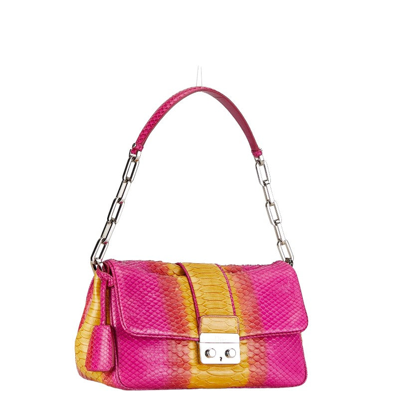 Dior  Lock Chain Shoulder Bag Pink Multicolor Pearson Leather  Dior