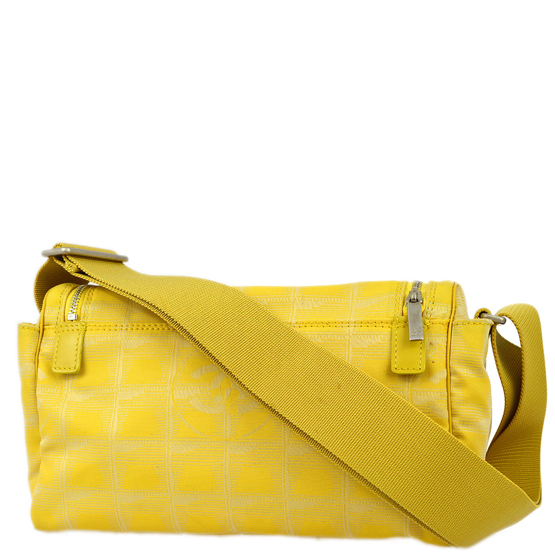 Chanel 2001-2003 Yellow Jacquard Nylon New Travel Line Shoulder Bag