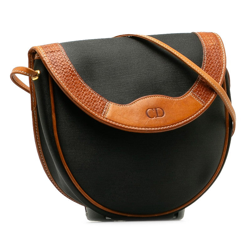 Christian Dior Vintage Shoulder Bag Leather/Canvas Brown Ladies