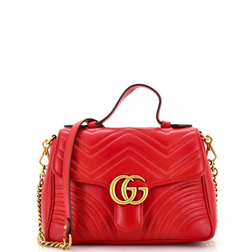 GG Marmont Top Handle Flap Bag Matelasse Leather Small