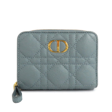 Dior Dior Caro Scarlet Biff Wallet S5032UWHC Lady Wallet Double Folded Wallet Cloud Blue ather Gold Coin    High Quality Wade