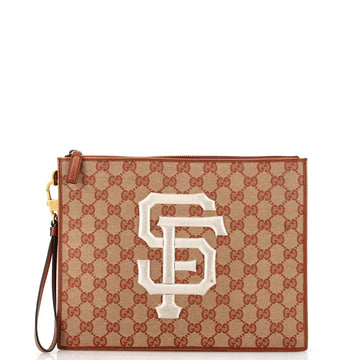 MLB Zip Pouch GG Canvas with Applique Medium