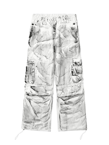 Makersluxe High Street Painted Pleated Drawstring Work Jeans - 2042