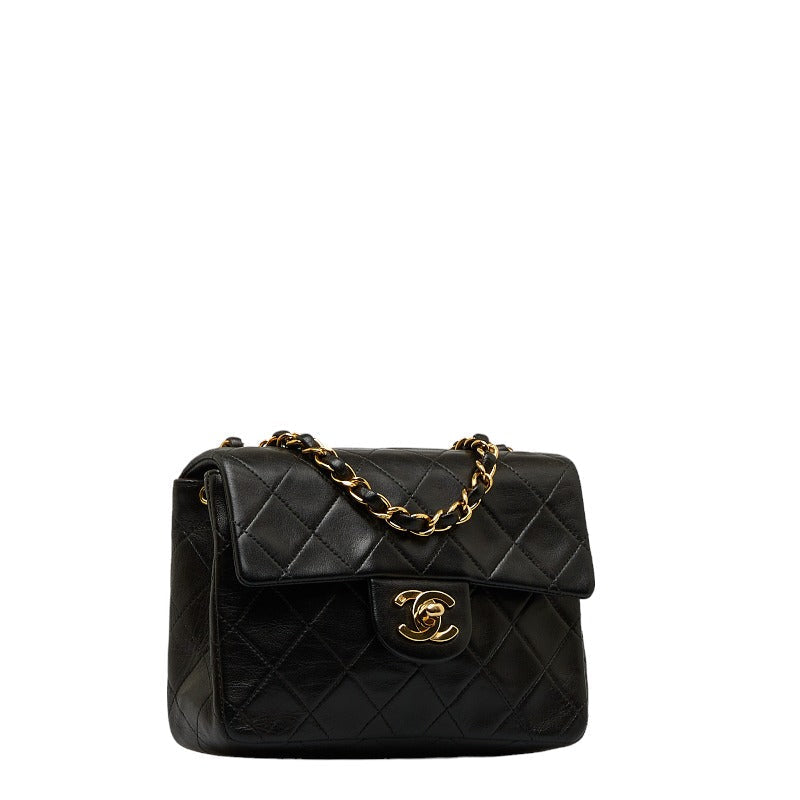 CHANEL Mini Flap Chain Shoulder Bag in Lambskin Black