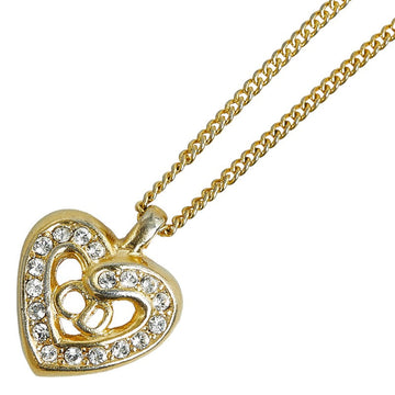 Dior CD logo heart line stone necklace g makeup ladies Dior