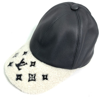 LOUIS VUITTON cap M00493 leather black cap sharing Women M Used