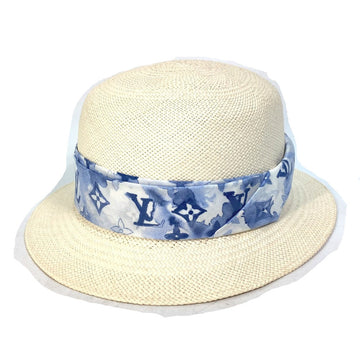 LOUIS VUITTON hat M76762 straw blue Monogram water color chapeau summer time Women 58 Used