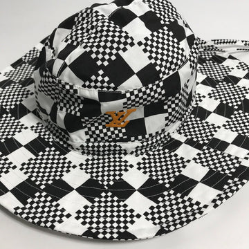 LOUIS VUITTON hat MP2965 Polyester / Cotton black Distorted Damier Hat mens Used