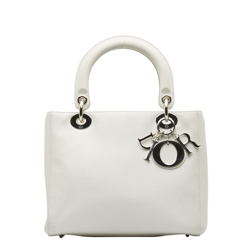 Dior Ladyboard Handbags Shoulder Bag 2WAY White Leather Ladies Dior