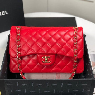 Makersluxe - Lambskin Jumbo Shoulder Bag Red