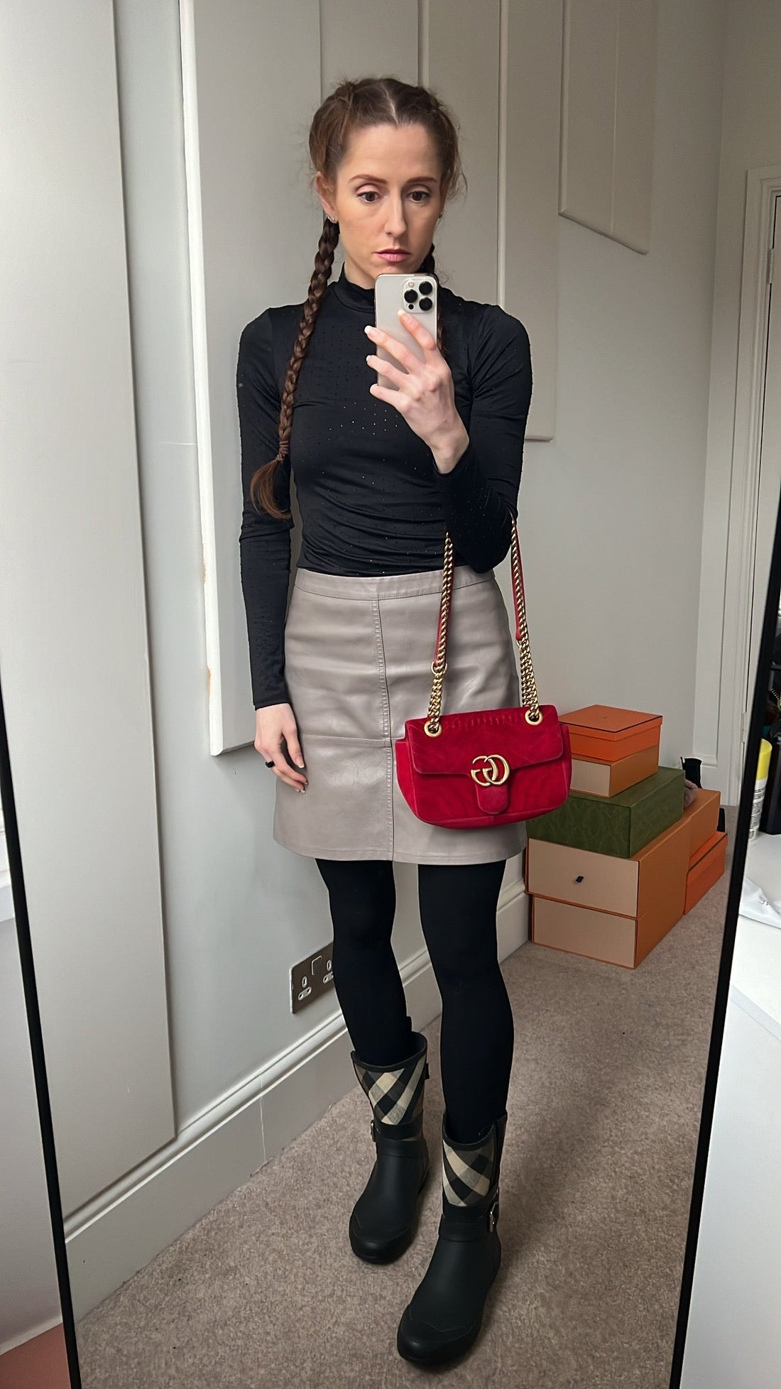 Gucci GG Mini Red Velvet Marmont Mini Shoulder Bag (RRP £1295)