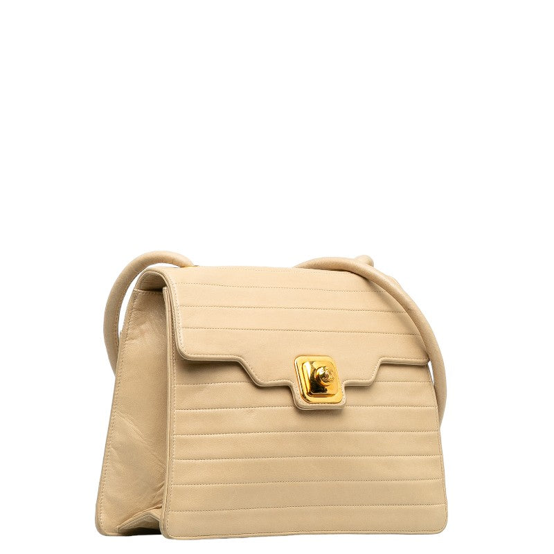 CHANEL Vintage Flap Shoulder Bag Lambskin Beige Ladies