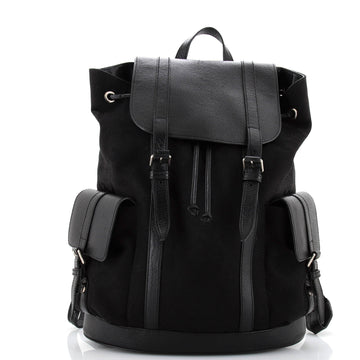 Double Pocket Belt Backpack Jumbo GG Canvas and Leather Large