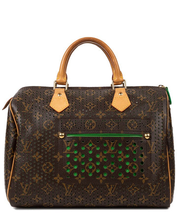 Louis Vuitton Limited Edition Brown & Green Perforated Monogram Canvas Sofia