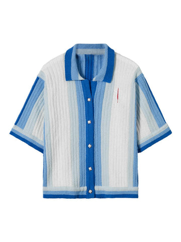 Makersluxe Gradient Stripe Knit Short Sleeve Cardigan