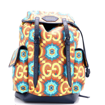 Double Pocket Belt Backpack Kaleidoscope Print GG Coated Canvas Large
