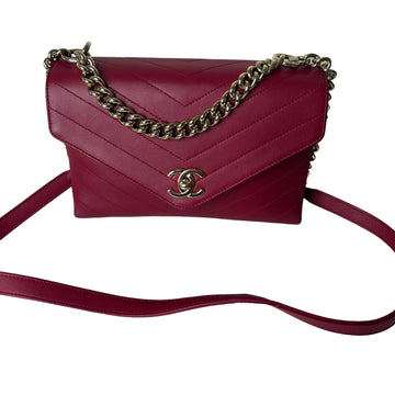 CHANEL Chevron Quilited Red Bag