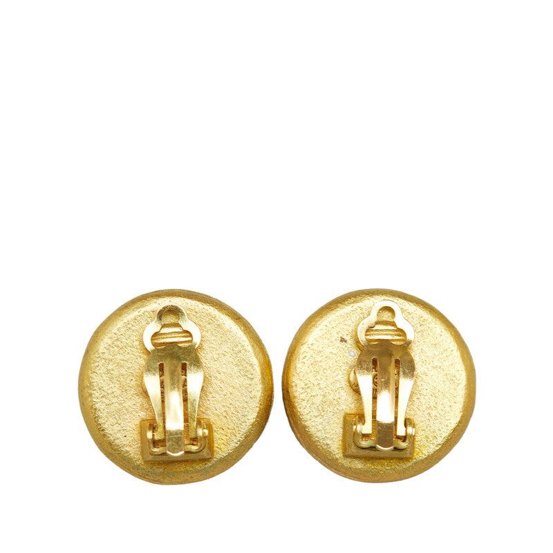 Chanel Vintage Flog Earrings Gold  Ladies