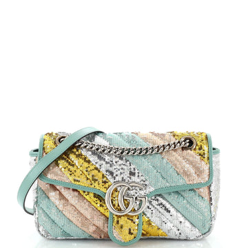 GG Marmont Flap Bag Diagonal Quilted Sequins Small