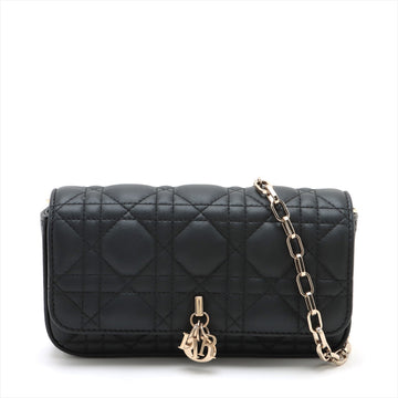 Christian Dior Lady Leather Chain Shoulder Bag Black