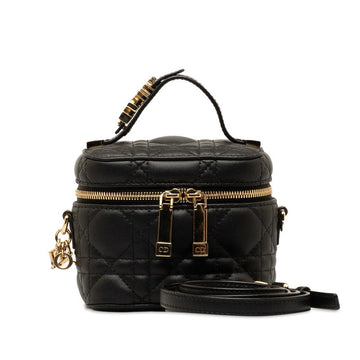 Dior Lady  Dior Micro Vanity Mini Handbag Shoulder Bag 2WAY Black Lambskin  Dior