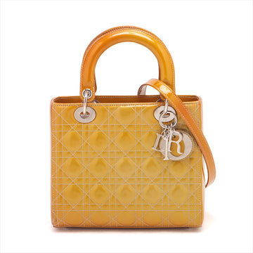 Christian Dior  Dior Lady Patent Leather 2WAY Handbag Yellow