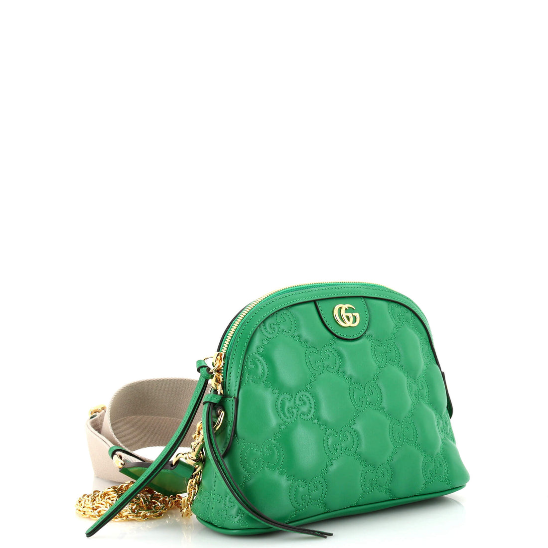 Dome Chain Zip Shoulder Bag GG Matelasse Leather Small