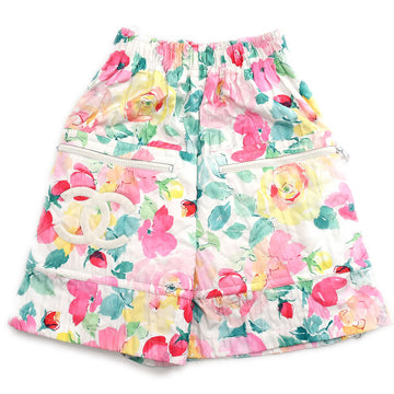 Chanel 1995 Spring Camlia-print diamond-quilted shorts