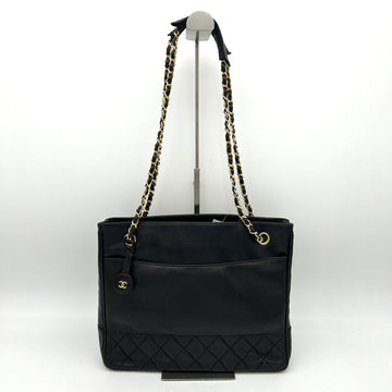 Vintage cc chain leather tote Chanel Black in Leather ch11104cc