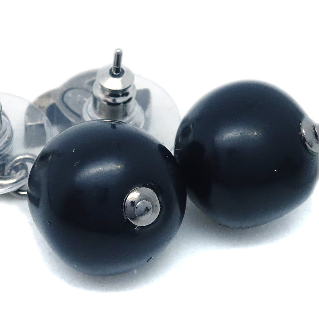 Chanel Piercing Dangle Earrings Black 10C