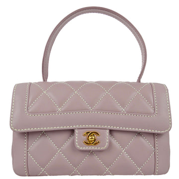 Chanel 2004-2005 Purple Calfskin Wild Stitch Handbag