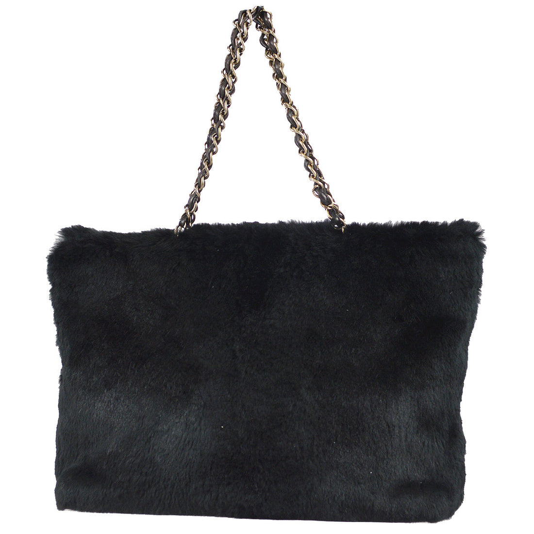 Chanel 2000-2001 Chain Tote 35 Black Fur