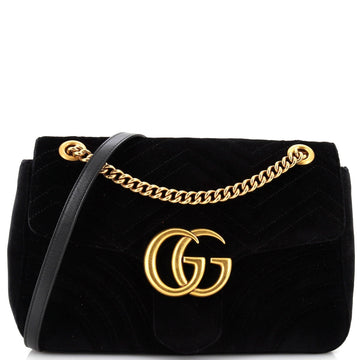 GG Marmont Flap Bag Matelasse Velvet Medium