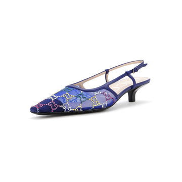 Women's Slingback Pumps Crystal GG Embellished Mesh