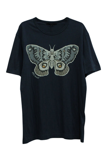 Gucci x Kris Knight Butterfly Tee Shirt in Navy Blue Cotton