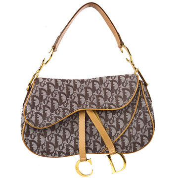 Christian Dior 2003 Brown Trotter Double Saddle Bag