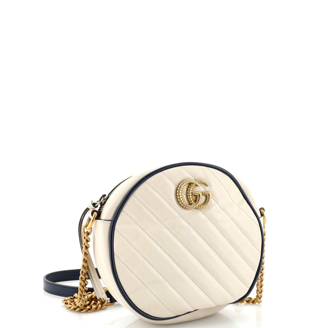 GG Marmont Round Shoulder Bag Diagonal Quilted Leather Mini