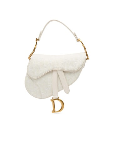 Mini Canvas Saddle Bag with Leather Handle and Flap Closure
