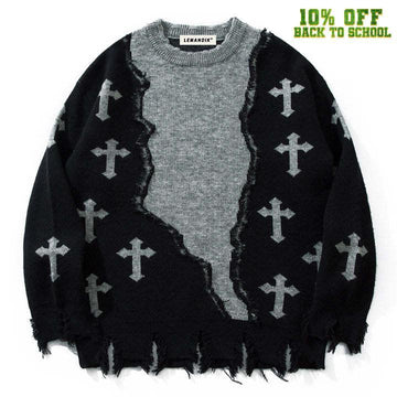 Makersluxe® Distressed Sweater Cross Patchwork