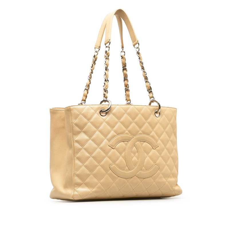 CHANEL Matlasse PST Tote Bag Shoulder Bag Caviar Skin Beige Women's